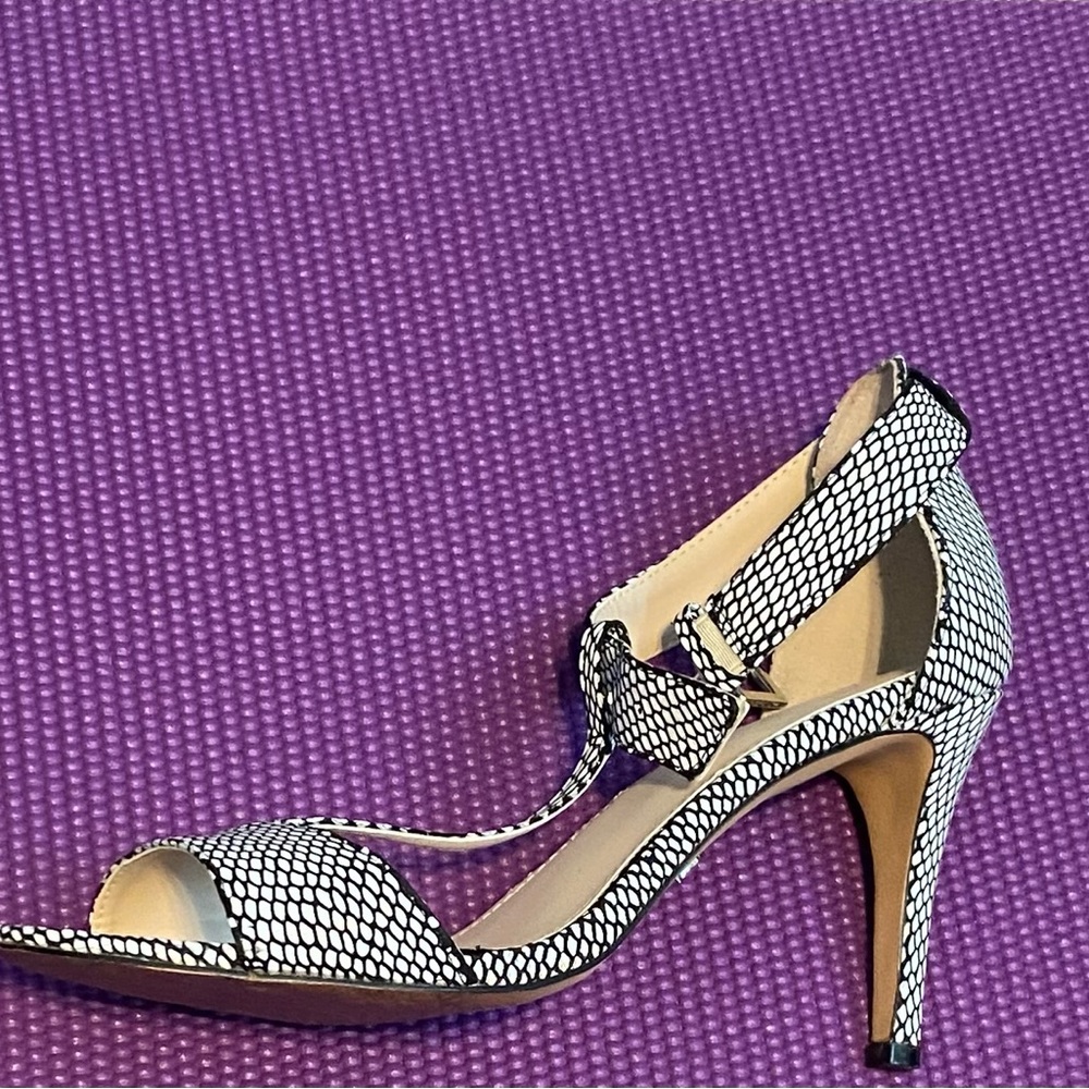 Faux snakeskin high heels